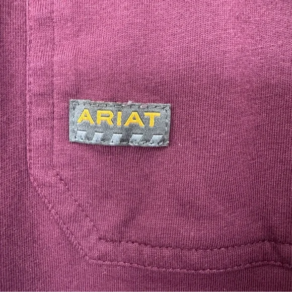 Ariat Rebar Long-Sleeve 3-Button Henley Work Shirt, Burgundy, Large, EUC - Picture 6 of 11